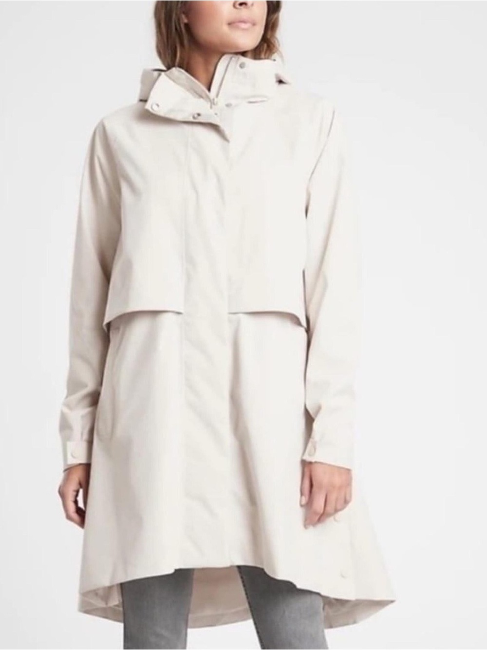 ATHLETA | XS Edgewater Rain Coat Jacket with Trench Coat Details- excellent